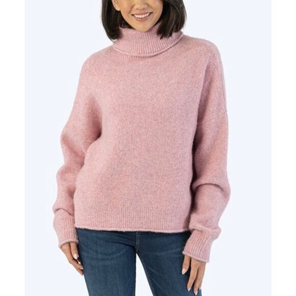 Kut from the Kloth Hailee Bubblegum Pink Oversized Turtleneck Knit Sweater Small - Picture 1 of 9